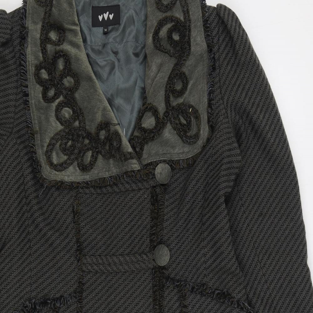 Per Una Womens Grey Overcoat Coat Size 14 Button