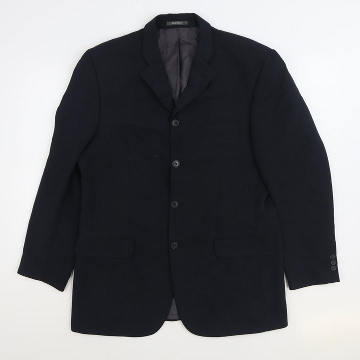 River Island Mens Black Viscose Jacket Suit Jacket Size 40