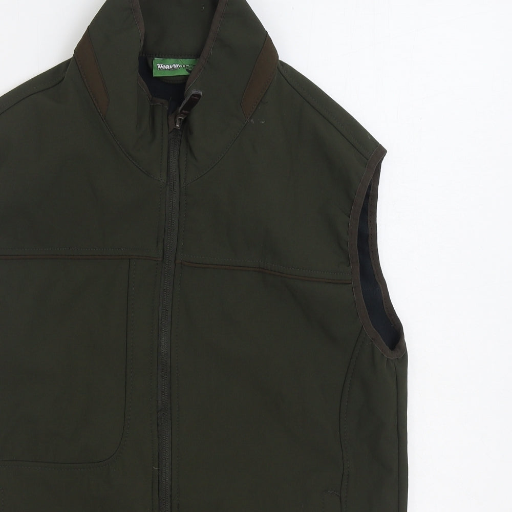 Workwear Mens Green Gilet Jacket Size S Zip