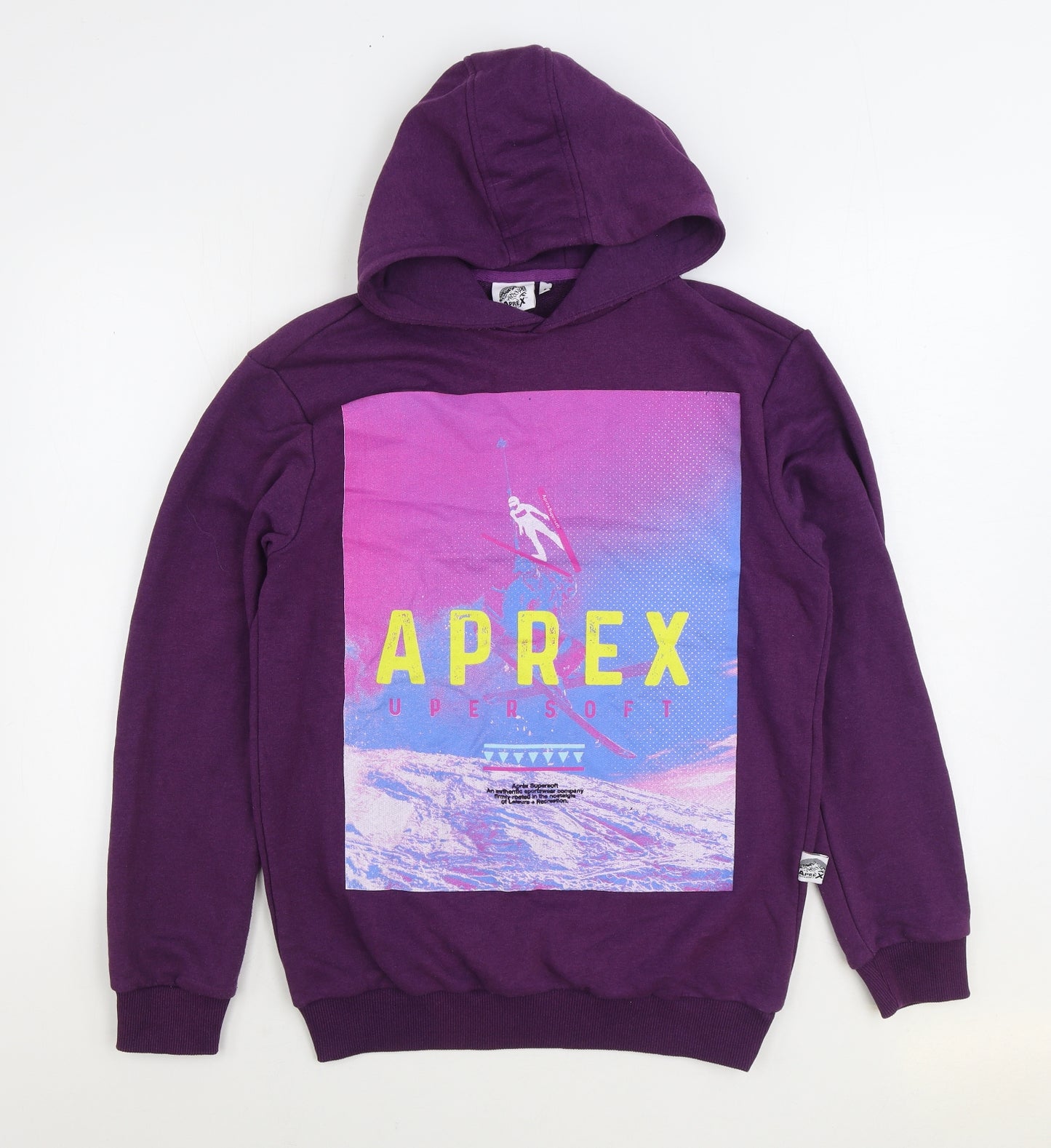 Aprex Supersoft Mens Purple Cotton Pullover Hoodie Size S