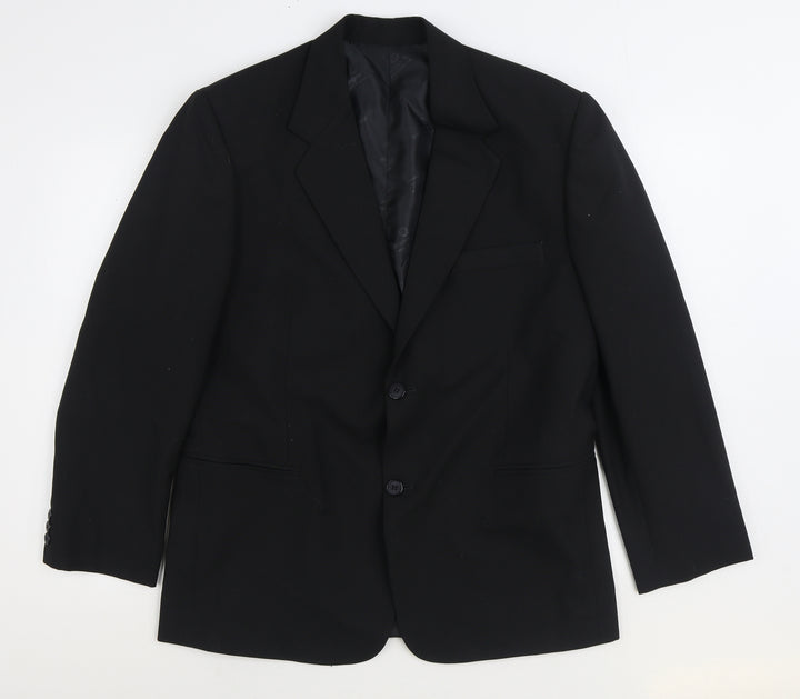 Elegance International Mens Black Polyester Jacket Suit Jacket Size 38