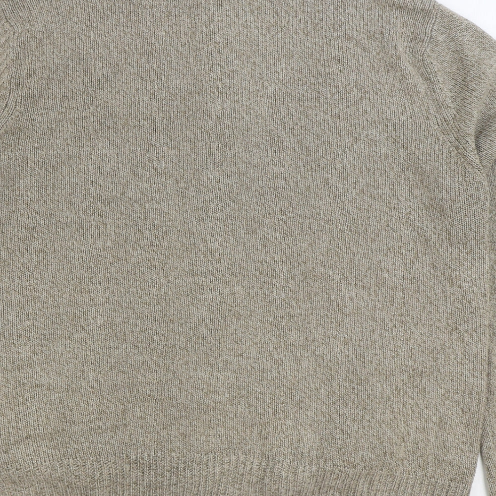 Marks and Spencer Mens Beige High Neck Acrylic Full Zip Jumper Size L