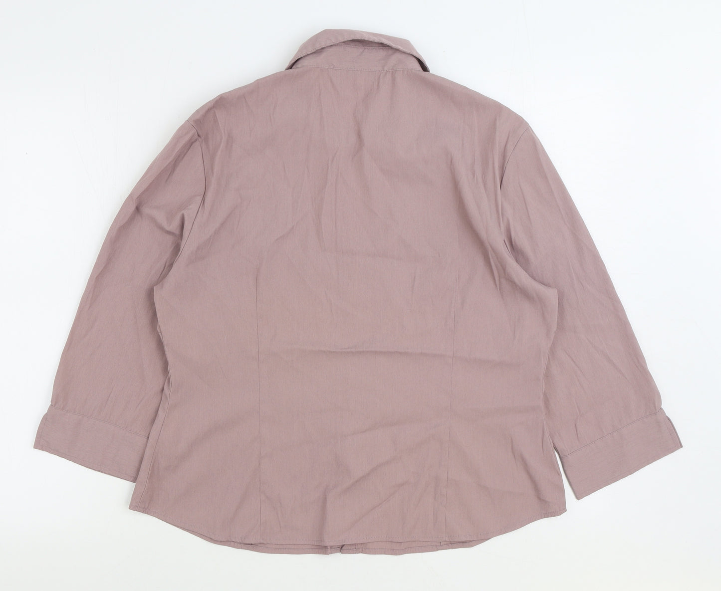 Sussan Womens Purple 100% Cotton Basic Button-Up Size 16 Collared