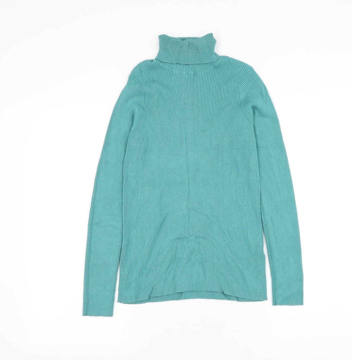 Marks and Spencer Womens Green Roll Neck Viscose Pullover Jumper Size 18