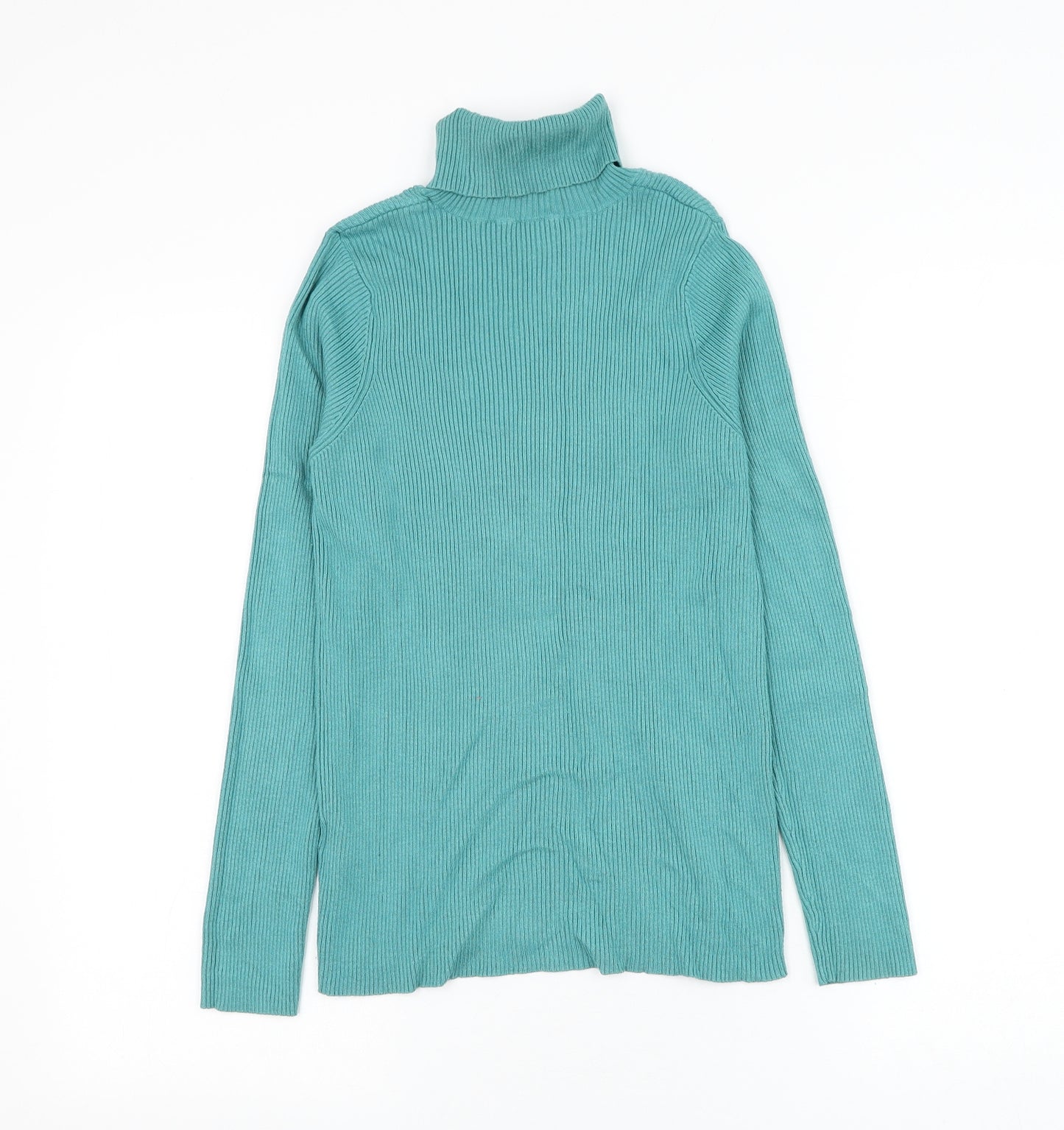 Marks and Spencer Womens Green Roll Neck Viscose Pullover Jumper Size 18