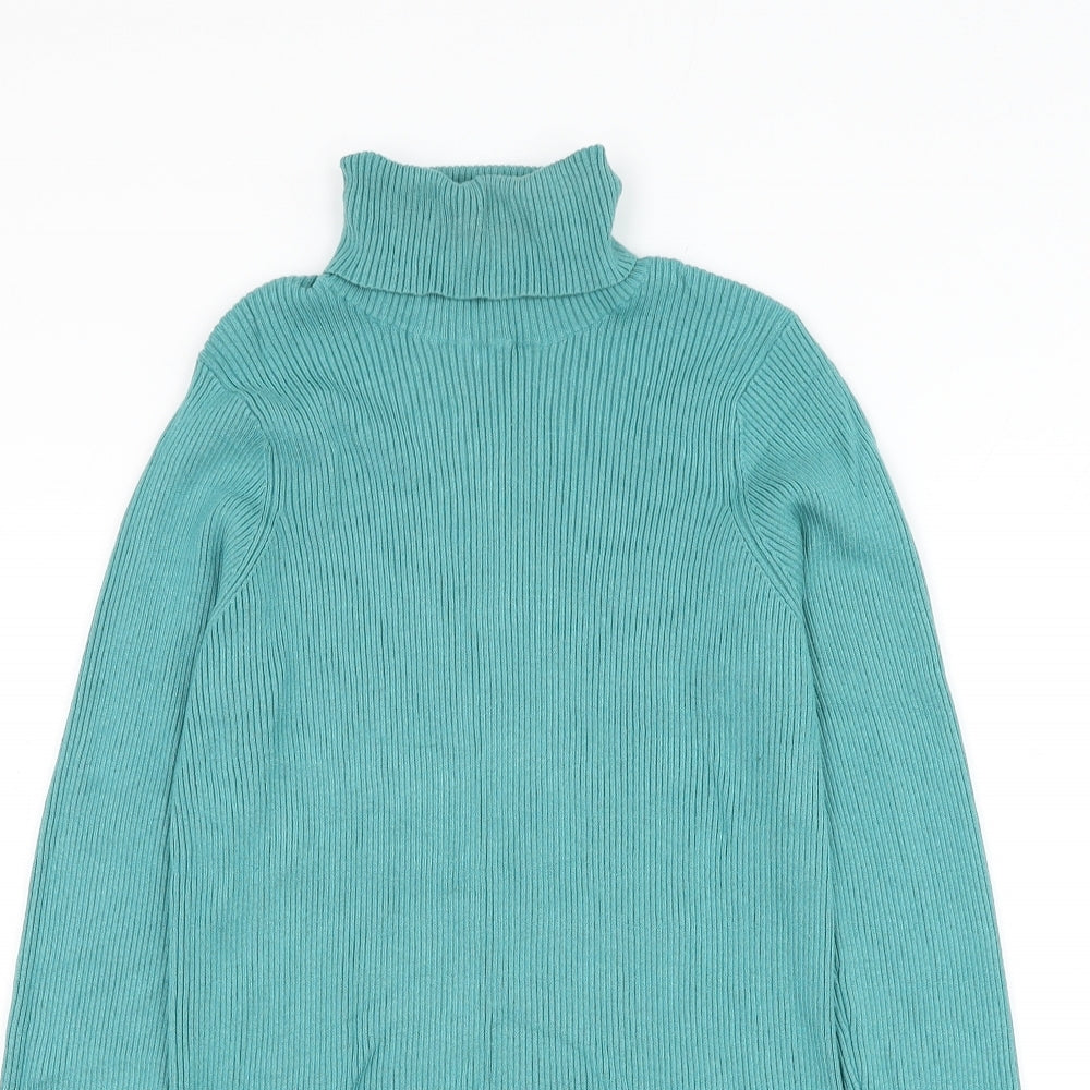 Marks and Spencer Womens Green Roll Neck Viscose Pullover Jumper Size 18