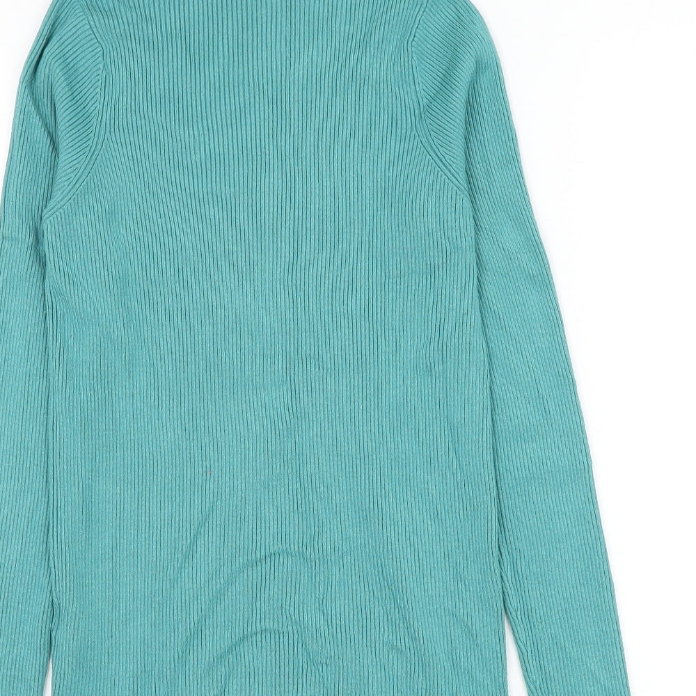 Marks and Spencer Womens Green Roll Neck Viscose Pullover Jumper Size 18