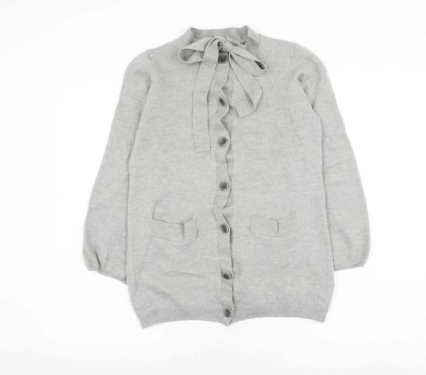 Jigsaw Womens Grey Round Neck Wool Cardigan Jumper Size L