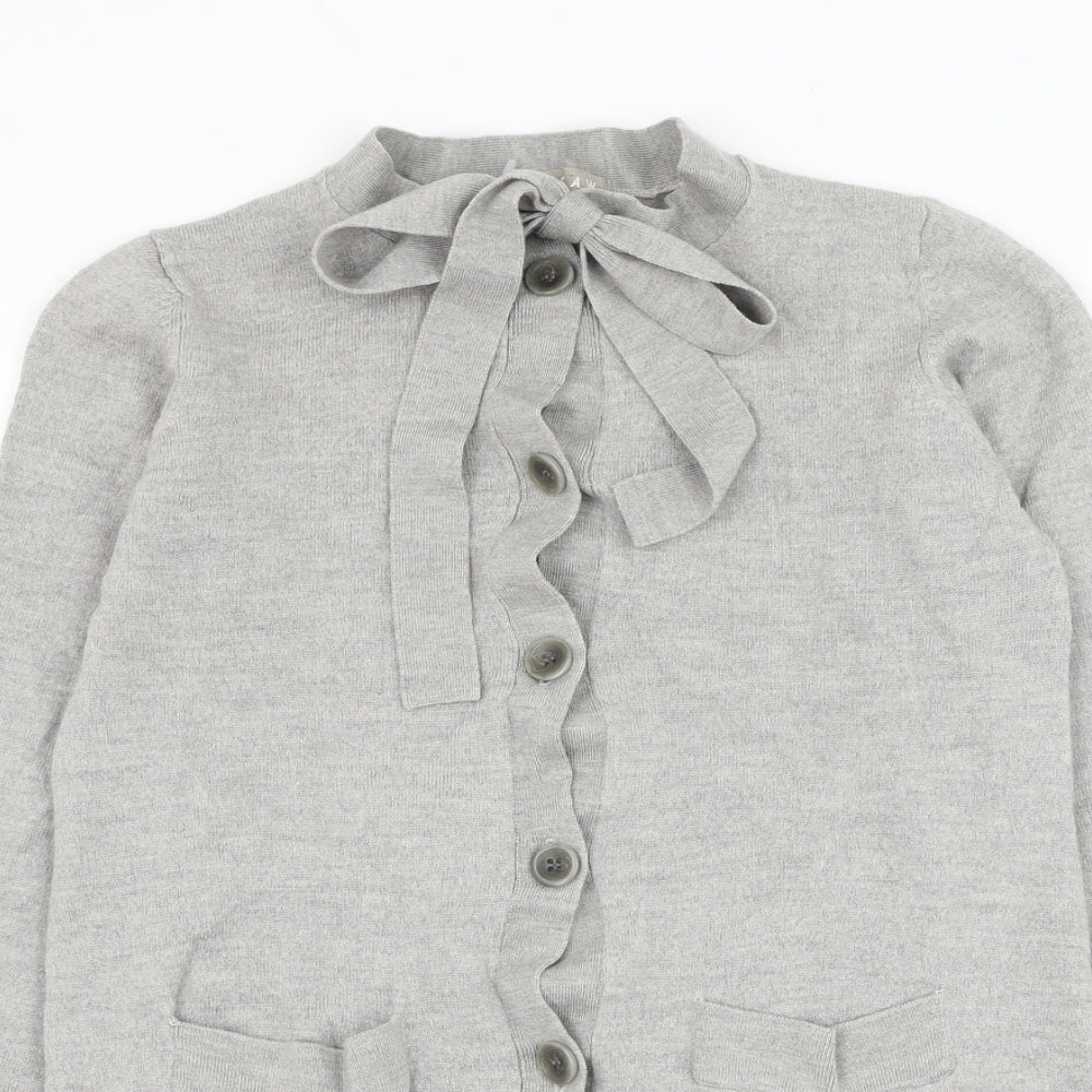 Jigsaw Womens Grey Round Neck Wool Cardigan Jumper Size L