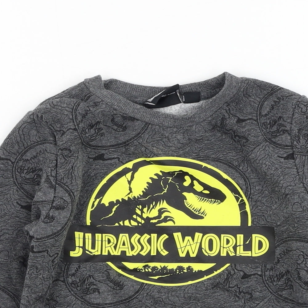 Primark Boys Grey Geometric Cotton Pullover Sweatshirt Size 3-4 Years Pullover - Jurassic World