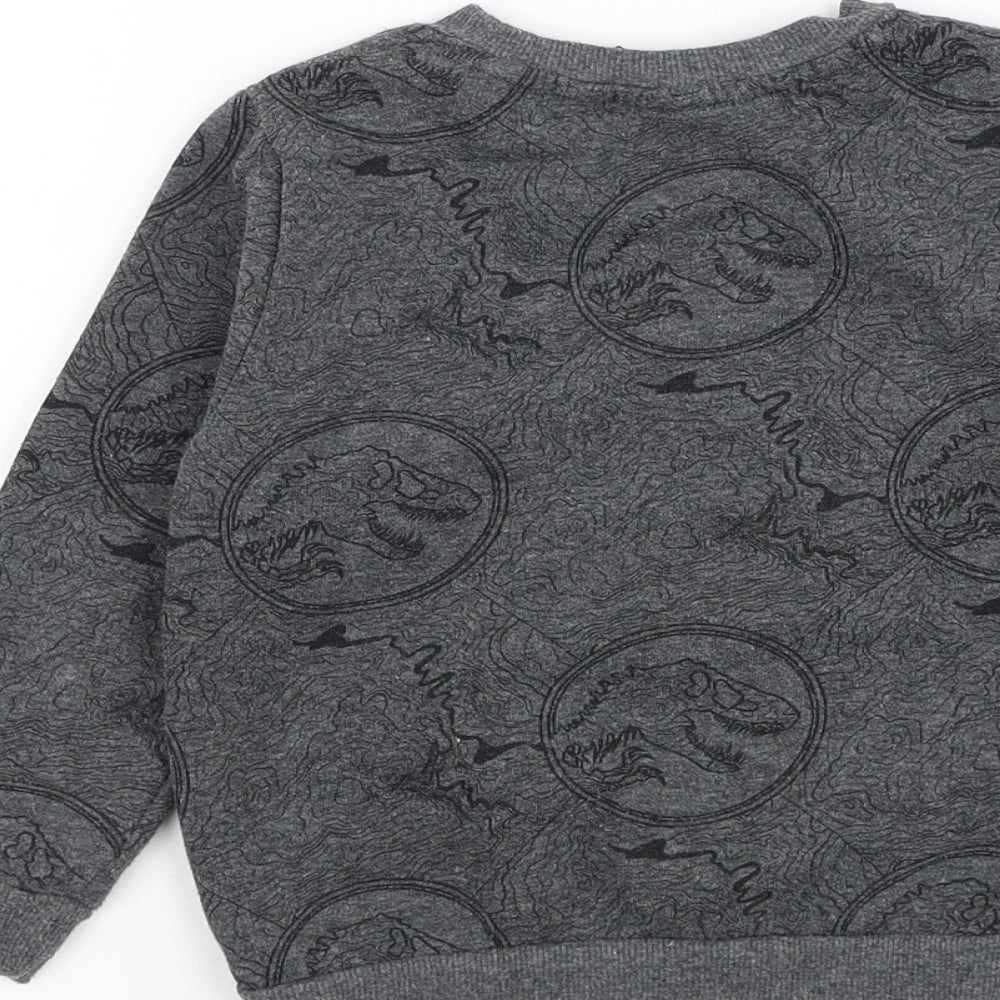 Primark Boys Grey Geometric Cotton Pullover Sweatshirt Size 3-4 Years Pullover - Jurassic World
