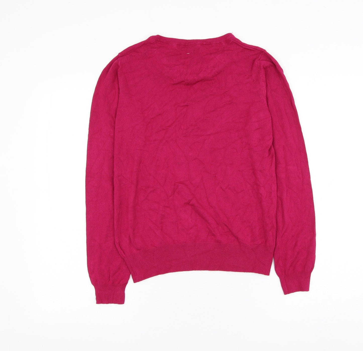 Pep&co Womens Pink Round Neck Viscose Pullover Jumper Size 12