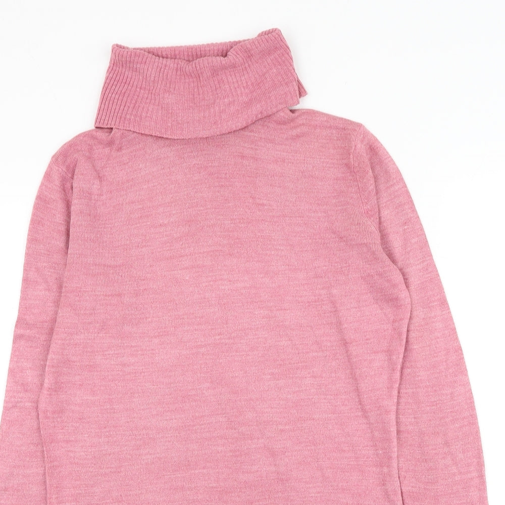 NEXT Womens Pink Roll Neck Polyester Pullover Jumper Size 8