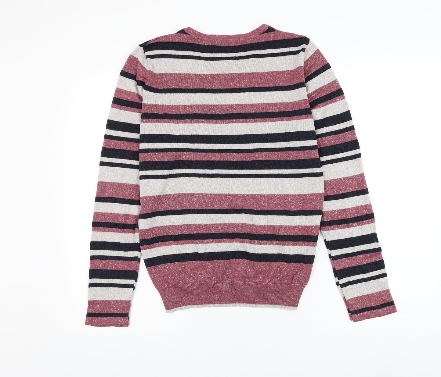 George Womens Multicoloured Round Neck Striped Polyester Pullover Jumper Size S