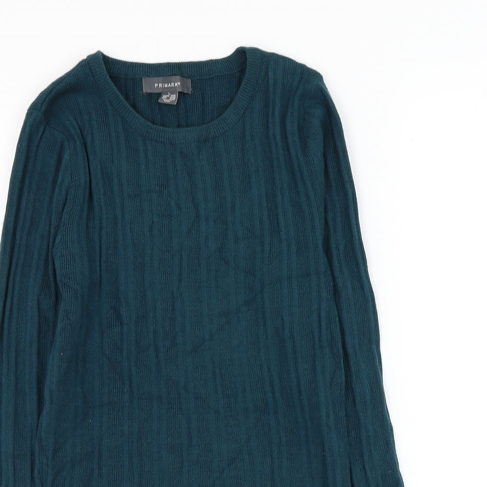 Primark Womens Green Round Neck Viscose Pullover Jumper Size 14