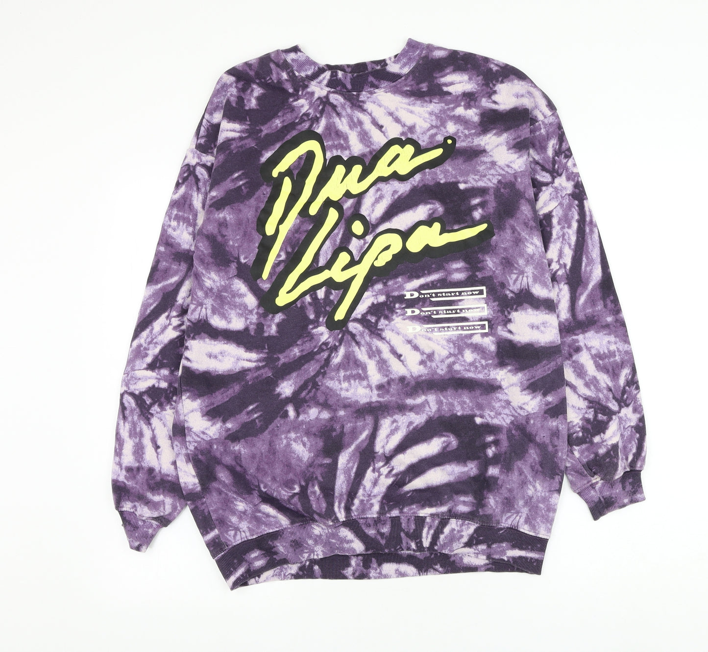 H&M Girls Purple Geometric Cotton Pullover Sweatshirt Size 12-13 Years Pullover - Dua Lipa