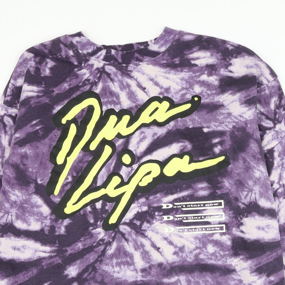 H&M Girls Purple Geometric Cotton Pullover Sweatshirt Size 12-13 Years Pullover - Dua Lipa