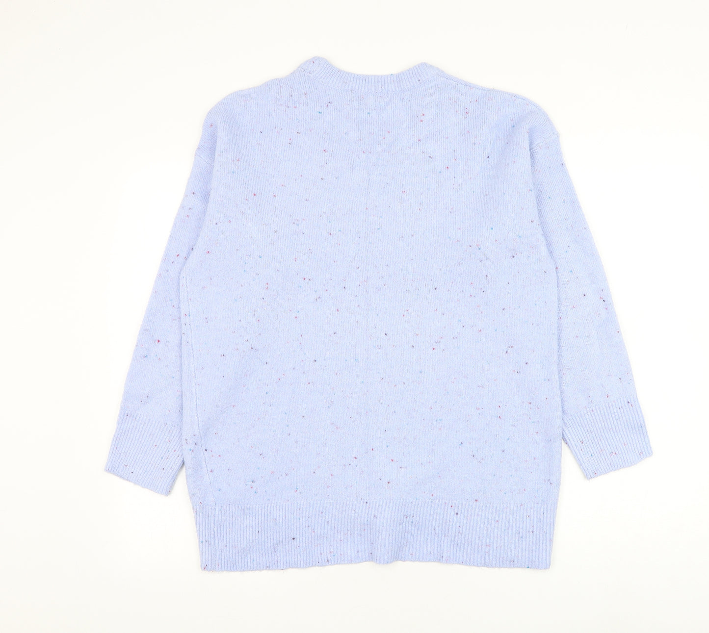 Nutmeg Womens Blue Round Neck Acrylic Pullover Jumper Size 14