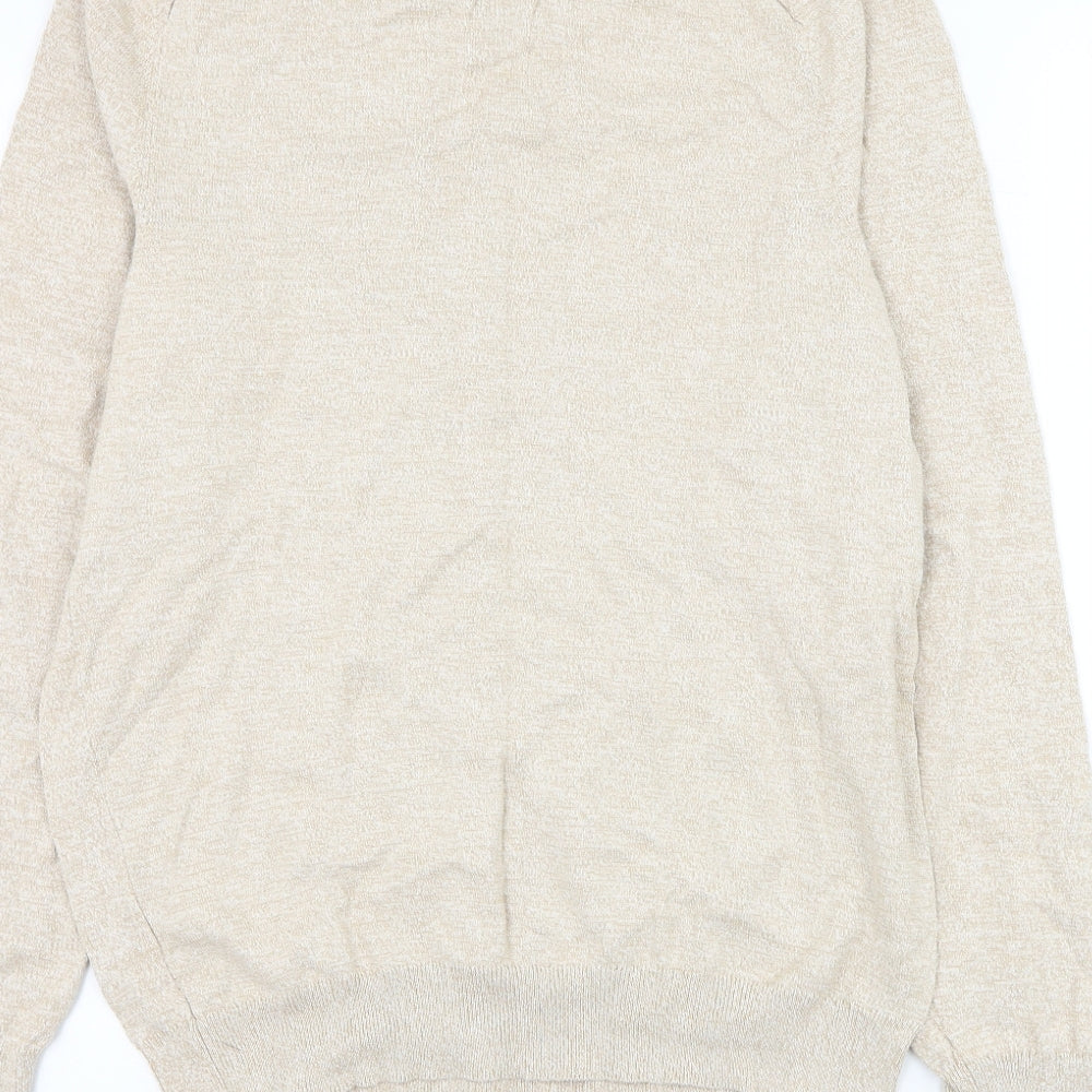 Primark Mens Beige Round Neck Cotton Pullover Jumper Size L
