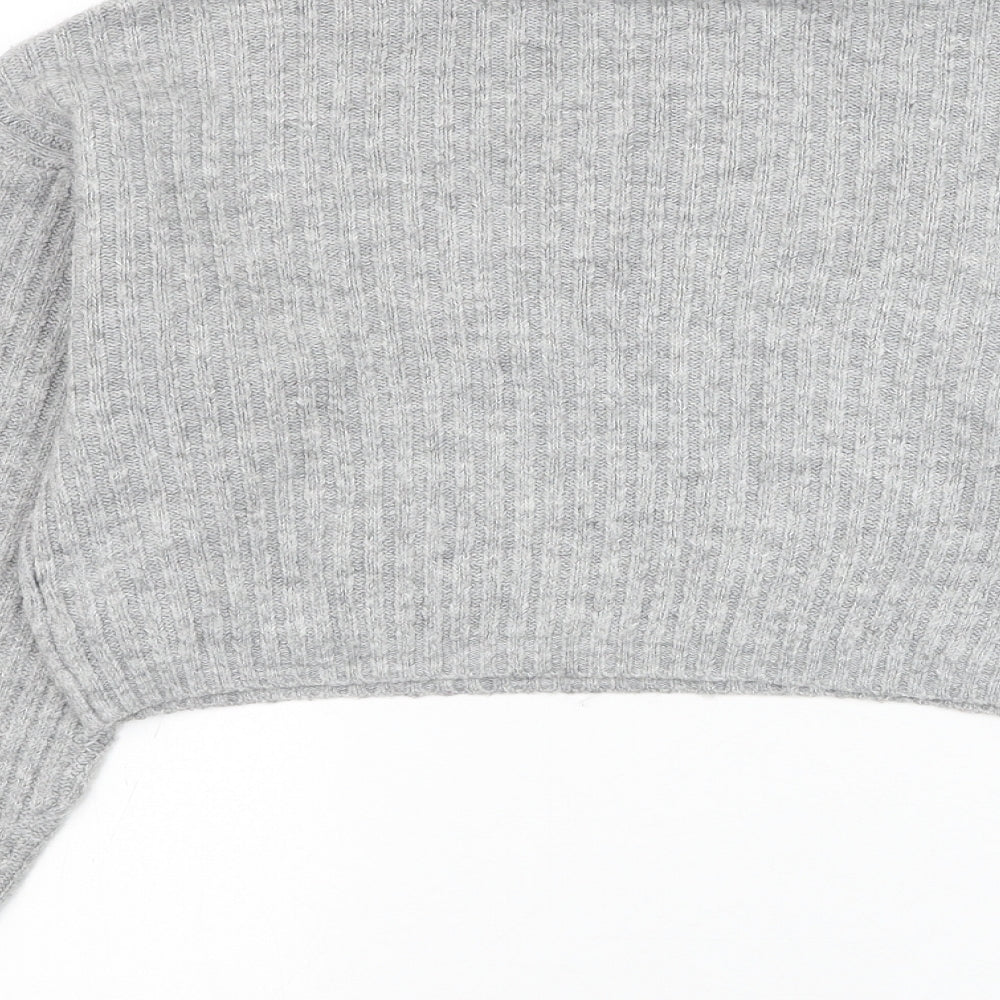 New Look Girls Grey Mock Neck Acrylic Pullover Jumper Size 12-13 Years Pullover - Cropped