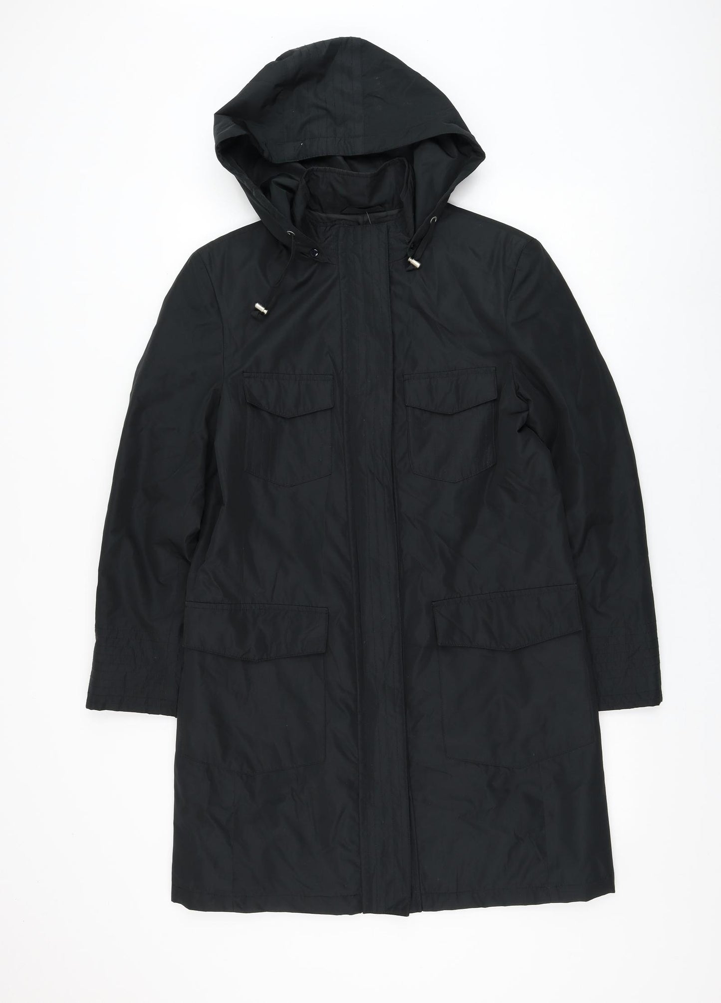 BHS Womens Black Parka Coat Size 10 Zip