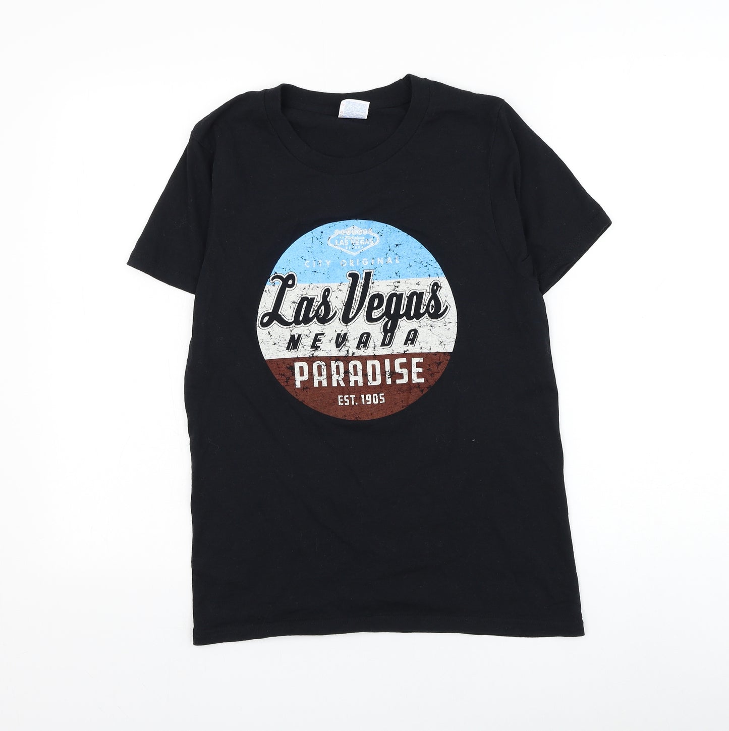 Yazbek Mens Black Cotton T-Shirt Size S Round Neck - Las Vegas