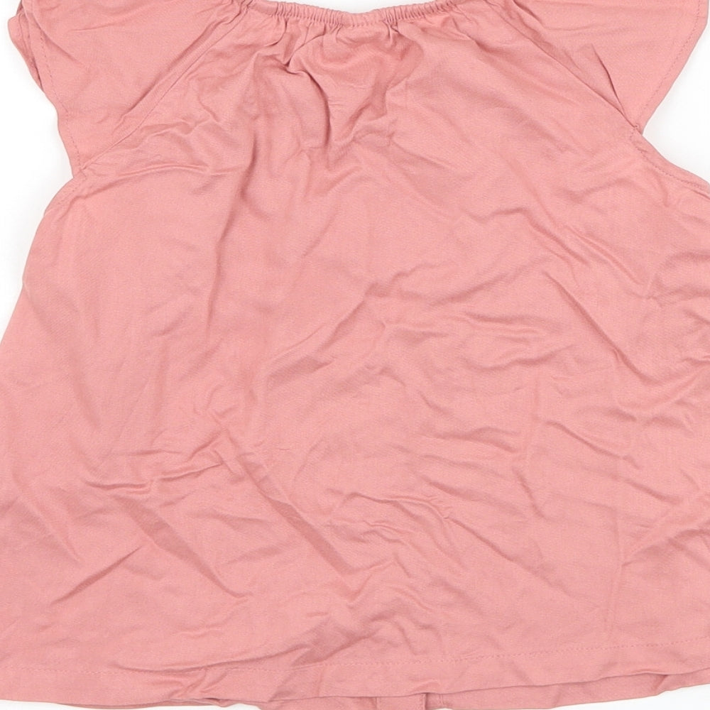 H&M Girls Red Viscose Basic Blouse Size 2-3 Years Round Neck Button