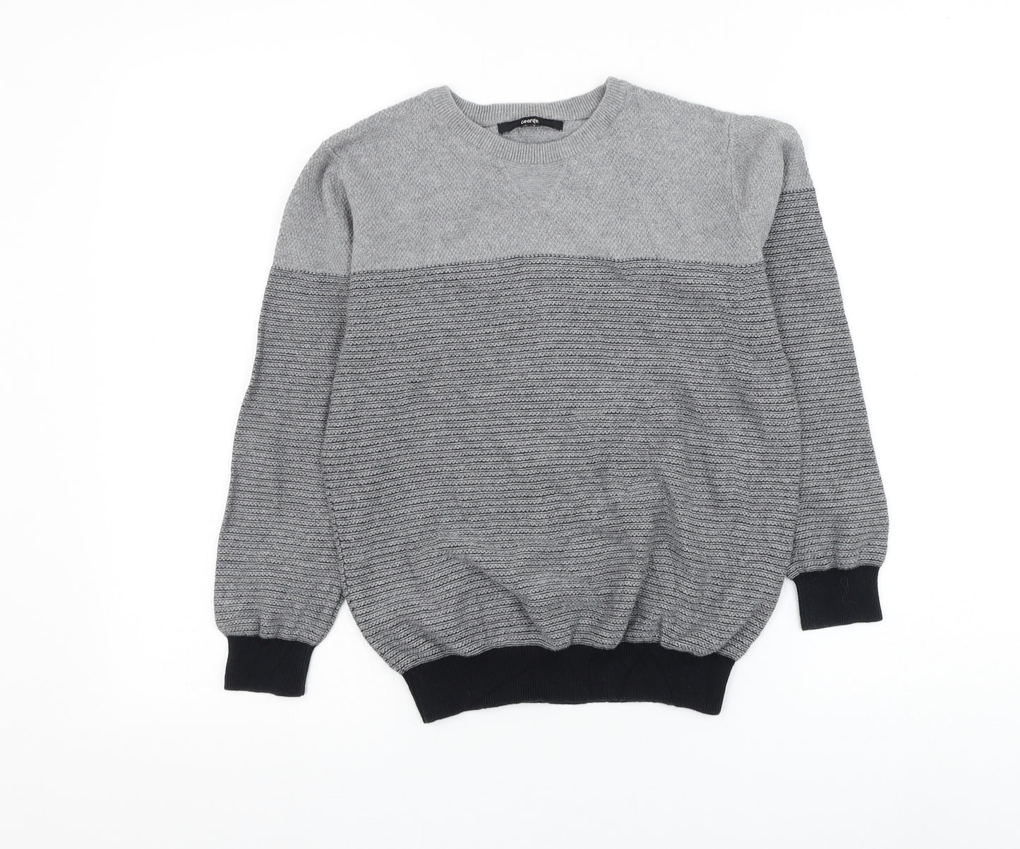 George Boys Grey Round Neck Cotton Pullover Jumper Size 9-10 Years Pullover