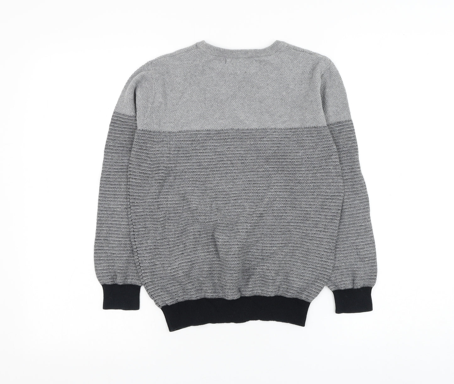 George Boys Grey Round Neck Cotton Pullover Jumper Size 9-10 Years Pullover