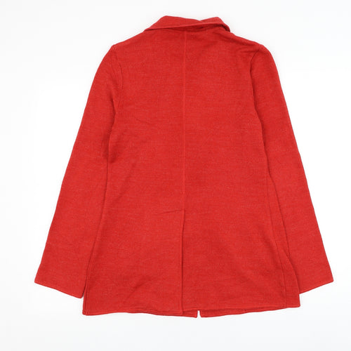 Marks and Spencer Womens Red Collared Acrylic Cardigan Jumper Size 12