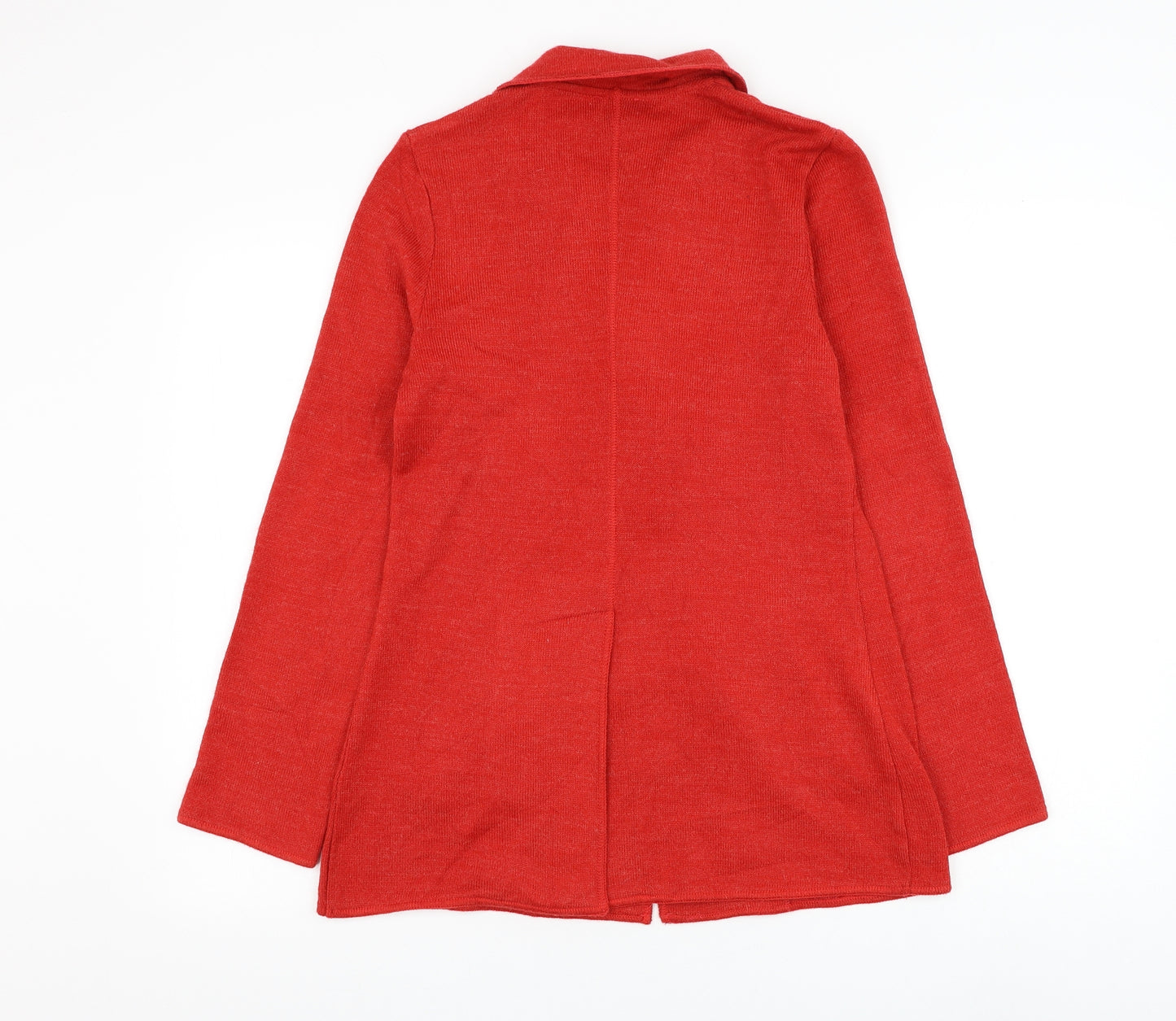 Marks and Spencer Womens Red Collared Acrylic Cardigan Jumper Size 12