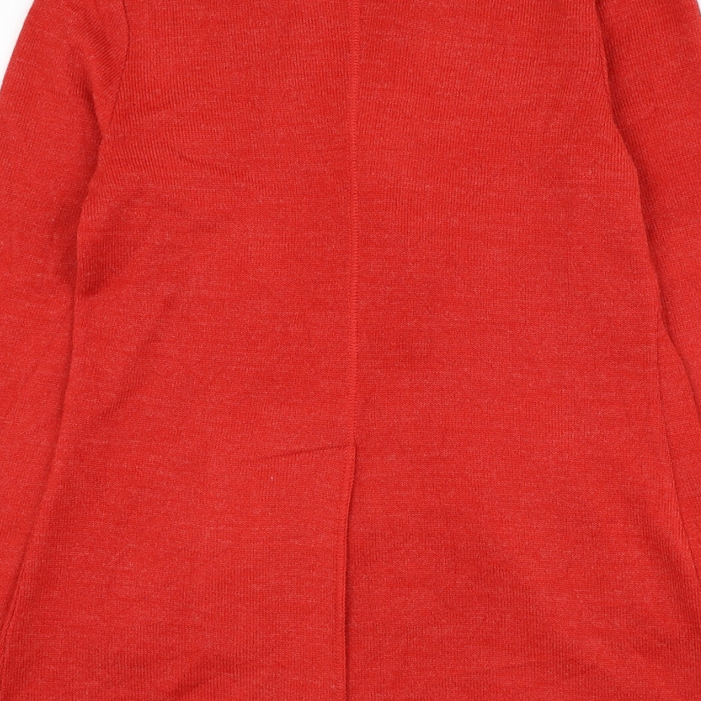Marks and Spencer Womens Red Collared Acrylic Cardigan Jumper Size 12