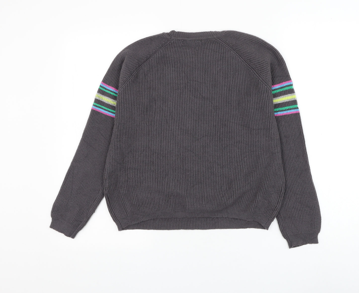 Pull&Bear Womens Grey Round Neck Viscose Pullover Jumper Size M