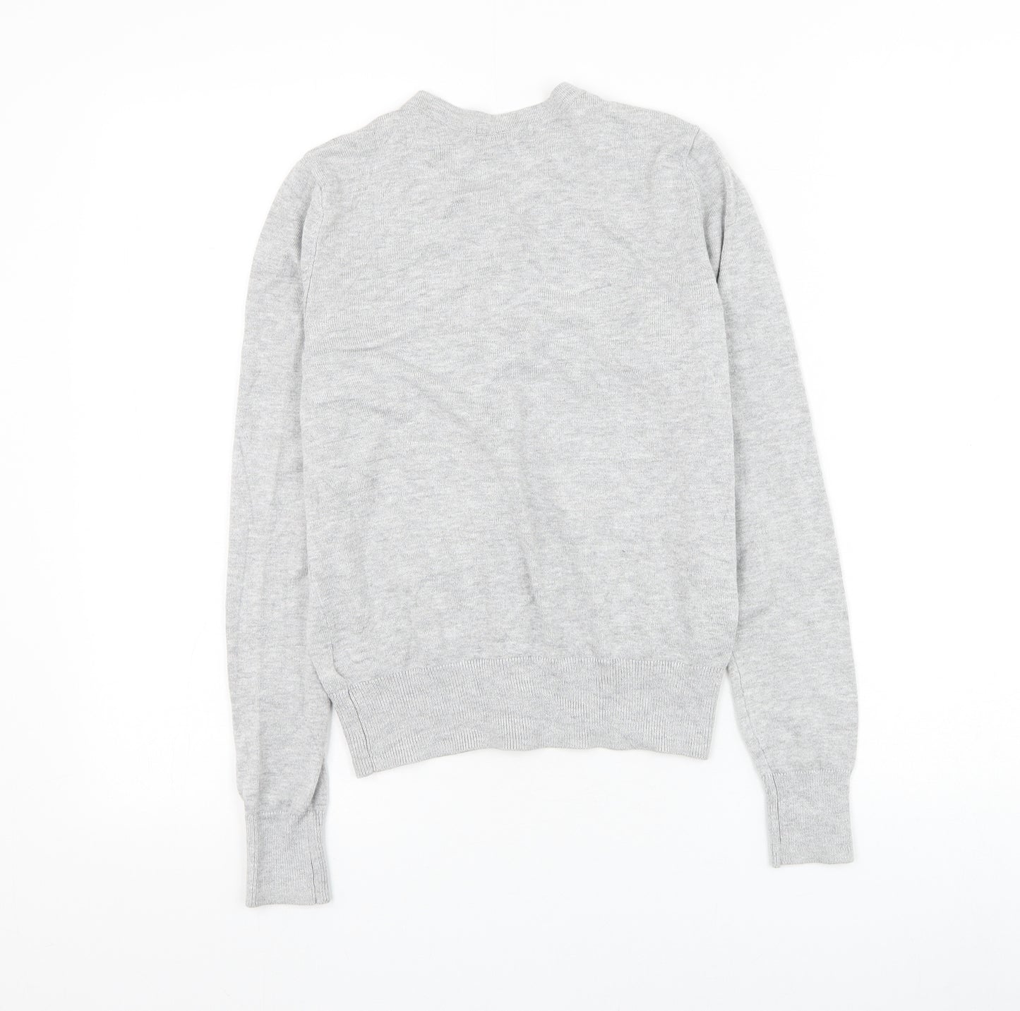 H&M Womens Grey Round Neck Viscose Cardigan Jumper Size XS