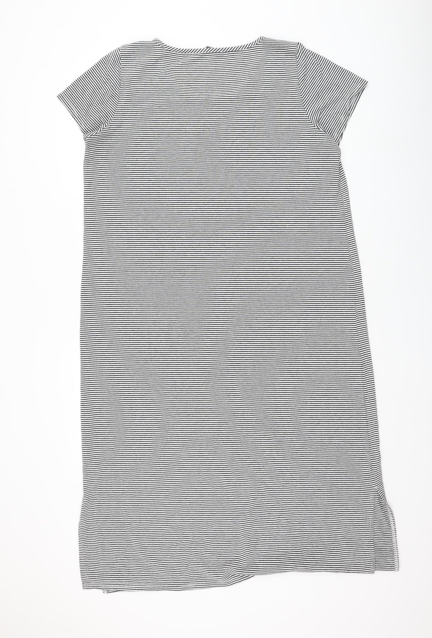 George Womens White Striped Polyester T-Shirt Dress Size 18 Round Neck Pullover