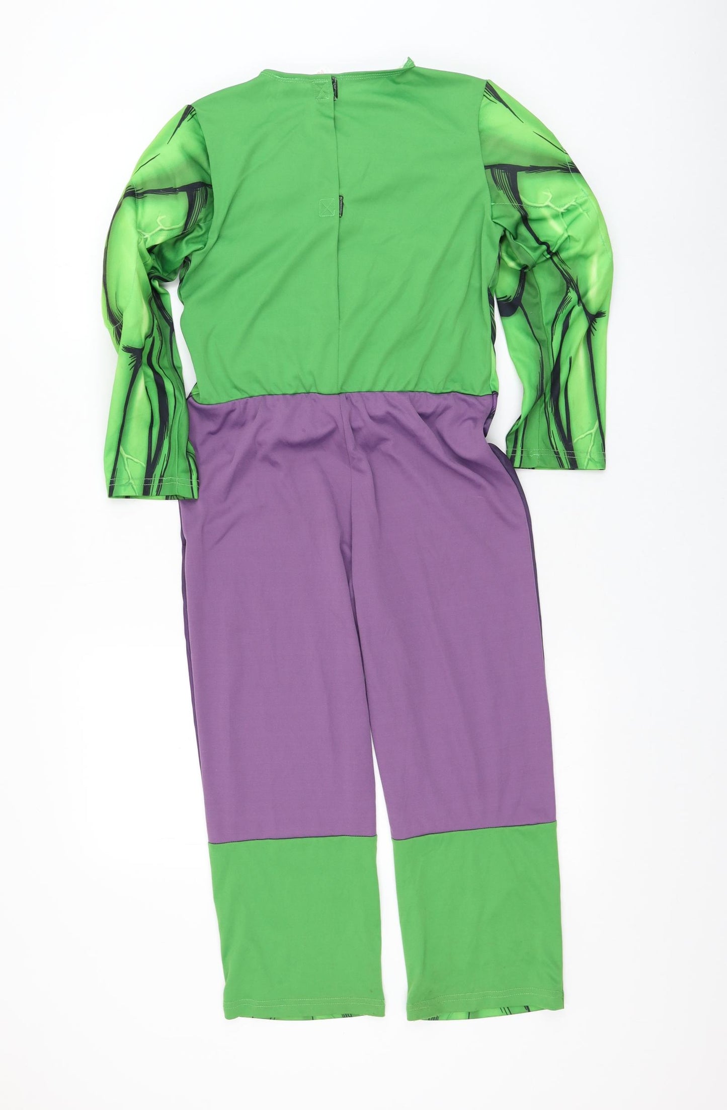 George Boys Green Solid Polyester One Piece Size 7-8 Years Hook & Loop - The Hulk Halloween Costume