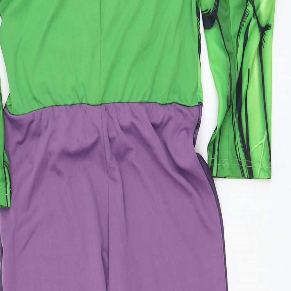 George Boys Green Solid Polyester One Piece Size 7-8 Years Hook & Loop - The Hulk Halloween Costume