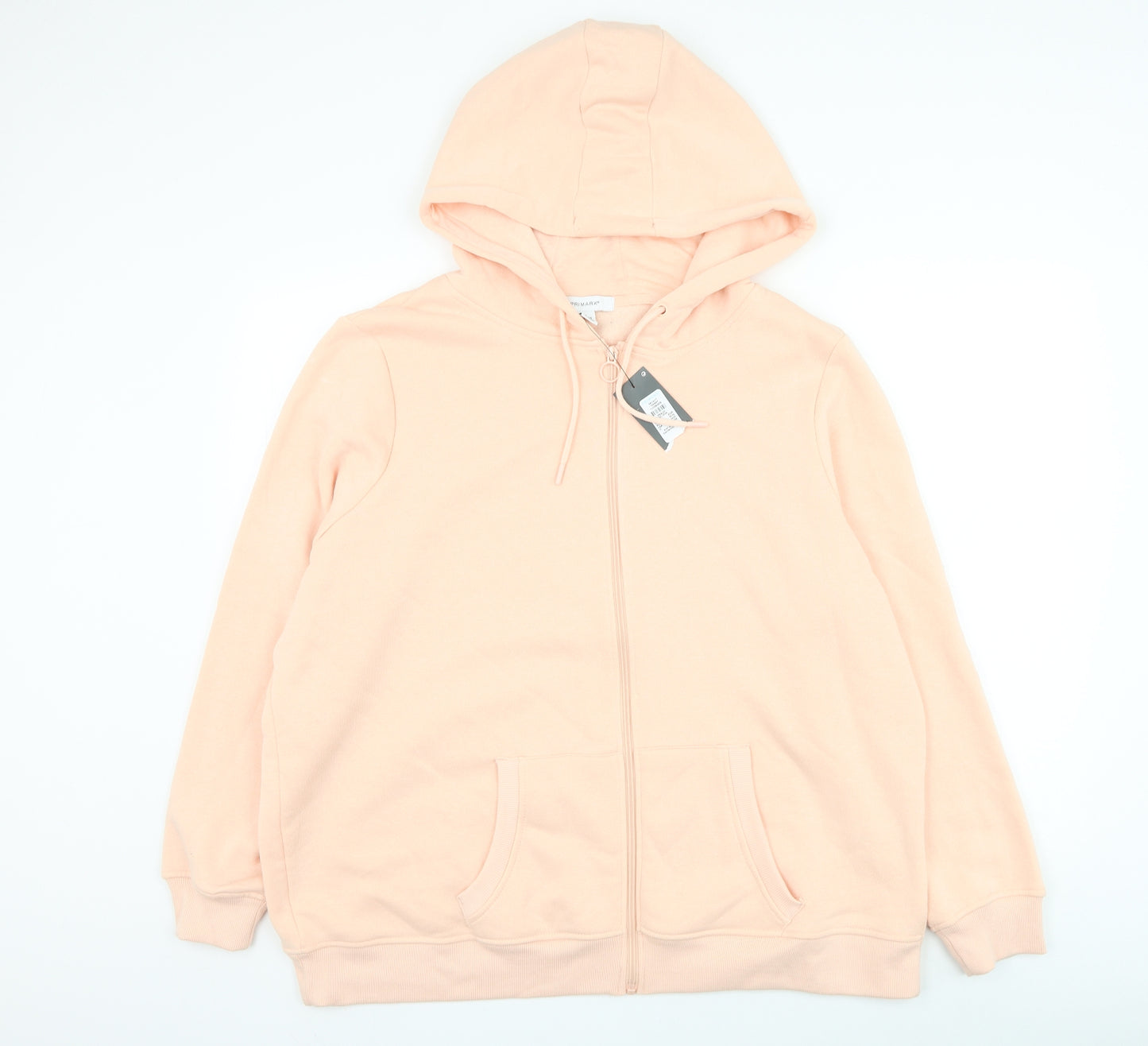 Primark Womens Pink Cotton Full Zip Hoodie Size 22 Zip