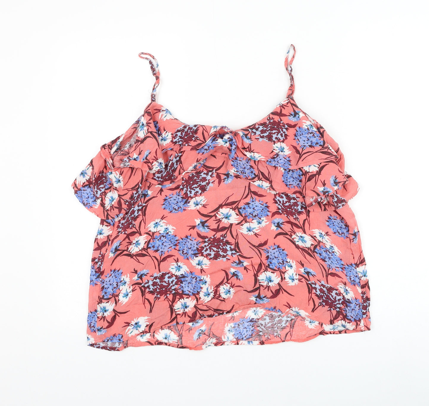 Papaya Womens Pink Floral Viscose Basic Tank Size 14 V-Neck