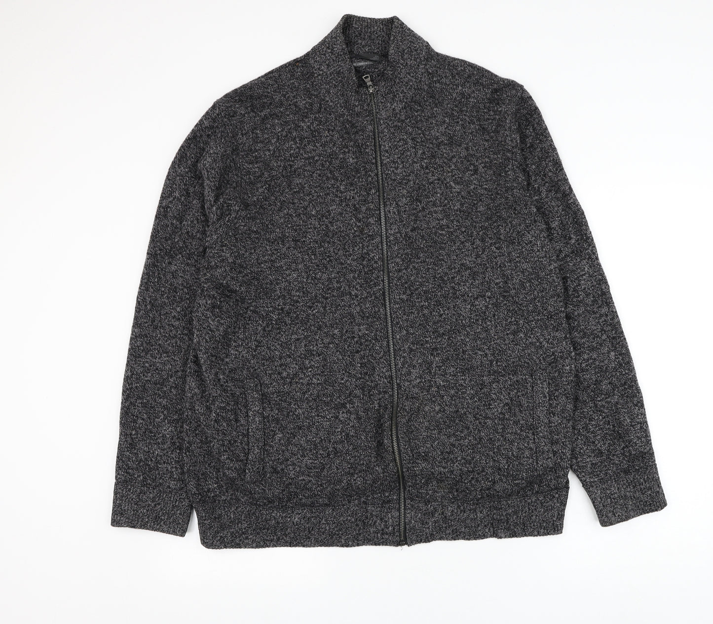 Marks and Spencer Mens Grey Mock Neck Wool Full Zip Jumper Size 2XL