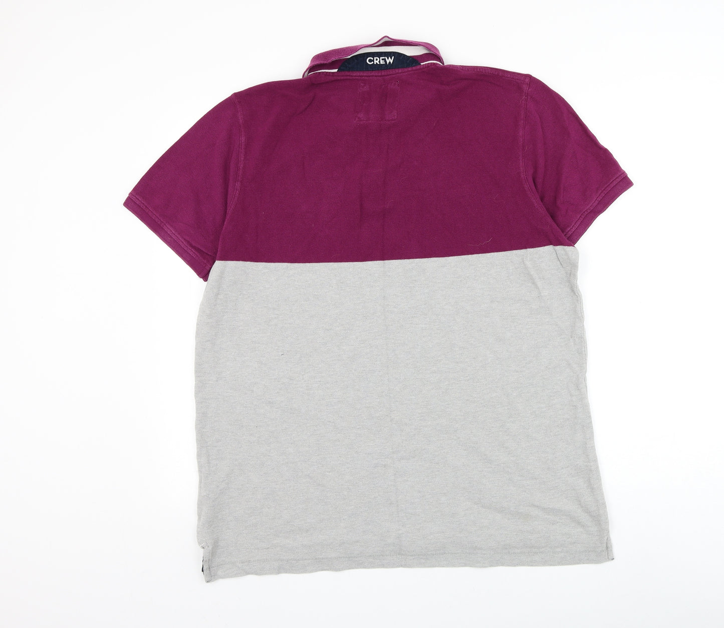 Crew Clothing Mens Grey Cotton Polo Size L Collared Button