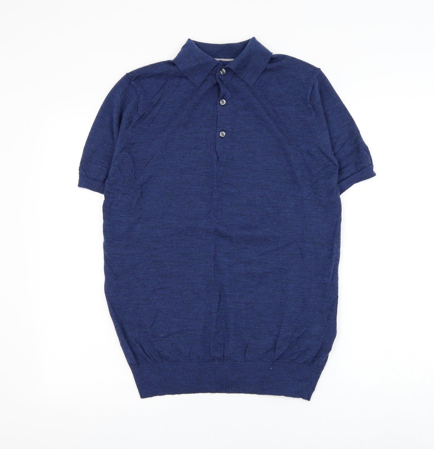 Charles Tyrwhitt Mens Blue Wool Polo Size M Collared Button