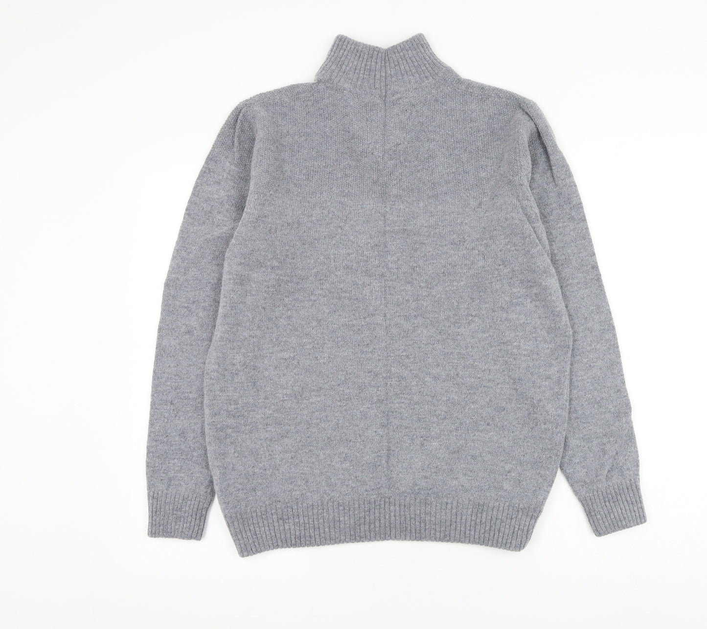 Crew Clothing Mens Grey High Neck Wool Henley Jumper Size L