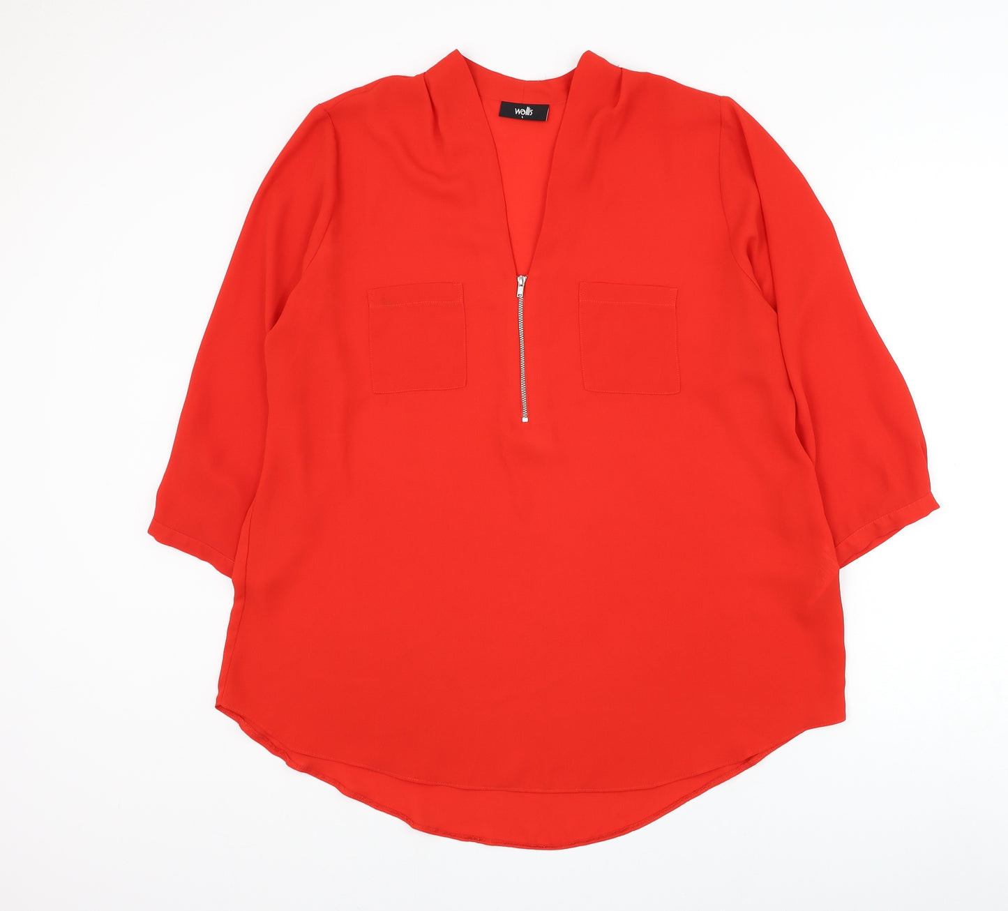 Wallis Womens Red Polyester Basic Blouse Size L V-Neck