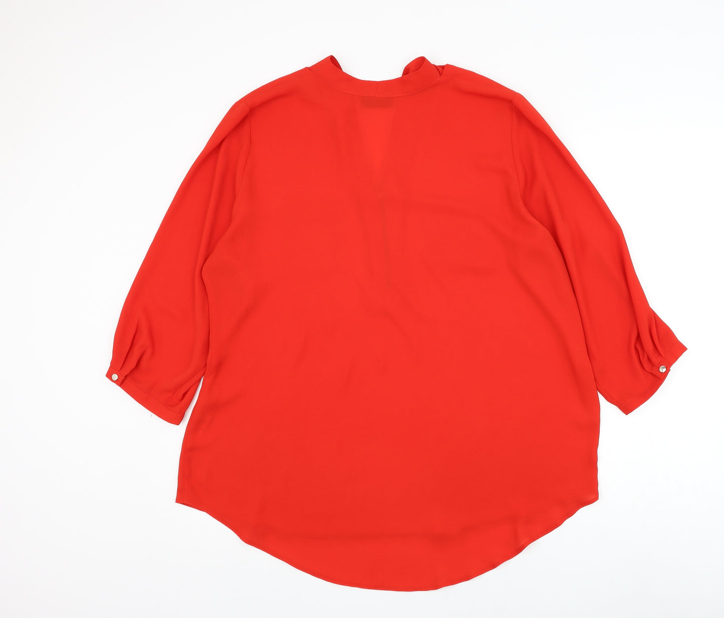 Wallis Womens Red Polyester Basic Blouse Size L V-Neck