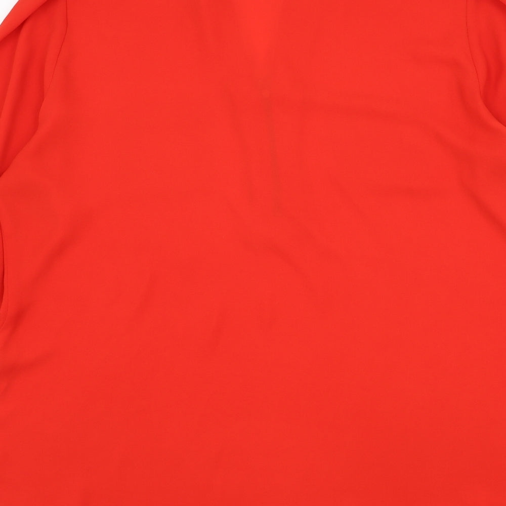 Wallis Womens Red Polyester Basic Blouse Size L V-Neck