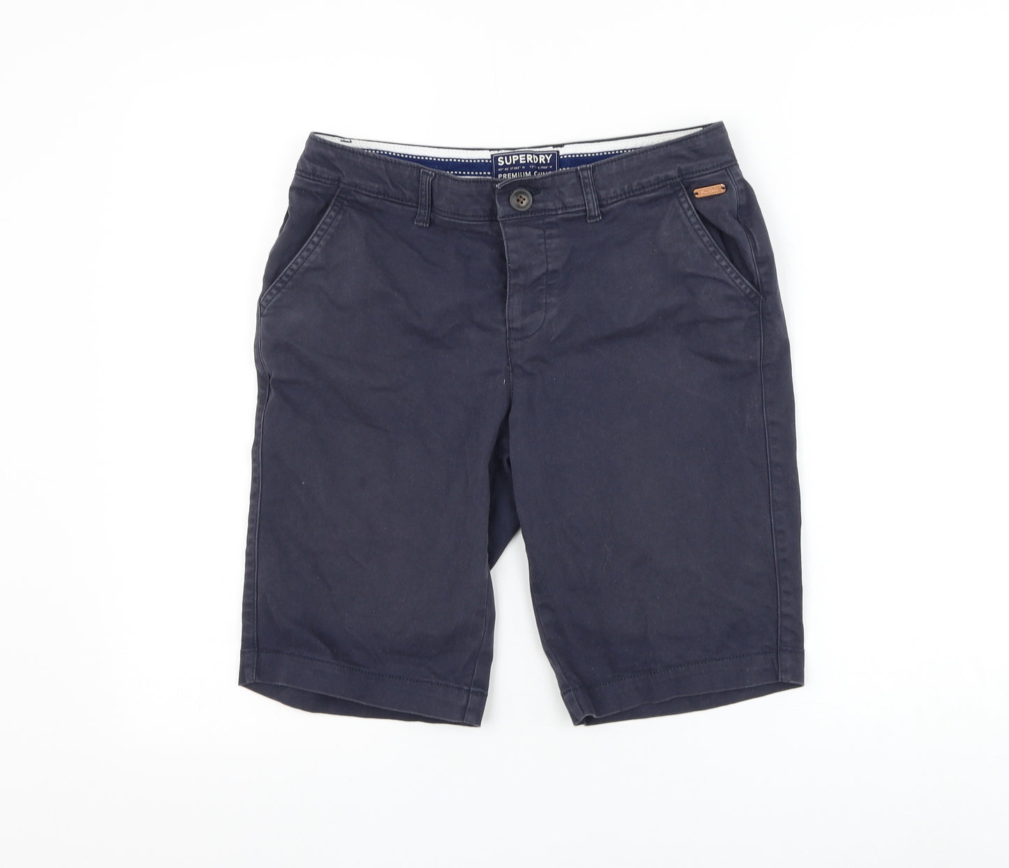 Superdry Womens Blue Cotton Chino Shorts Size 8 L10 in Regular Zip