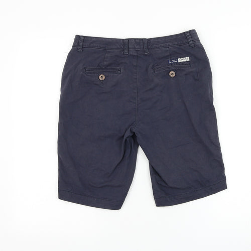 Superdry Womens Blue Cotton Chino Shorts Size 8 L10 in Regular Zip
