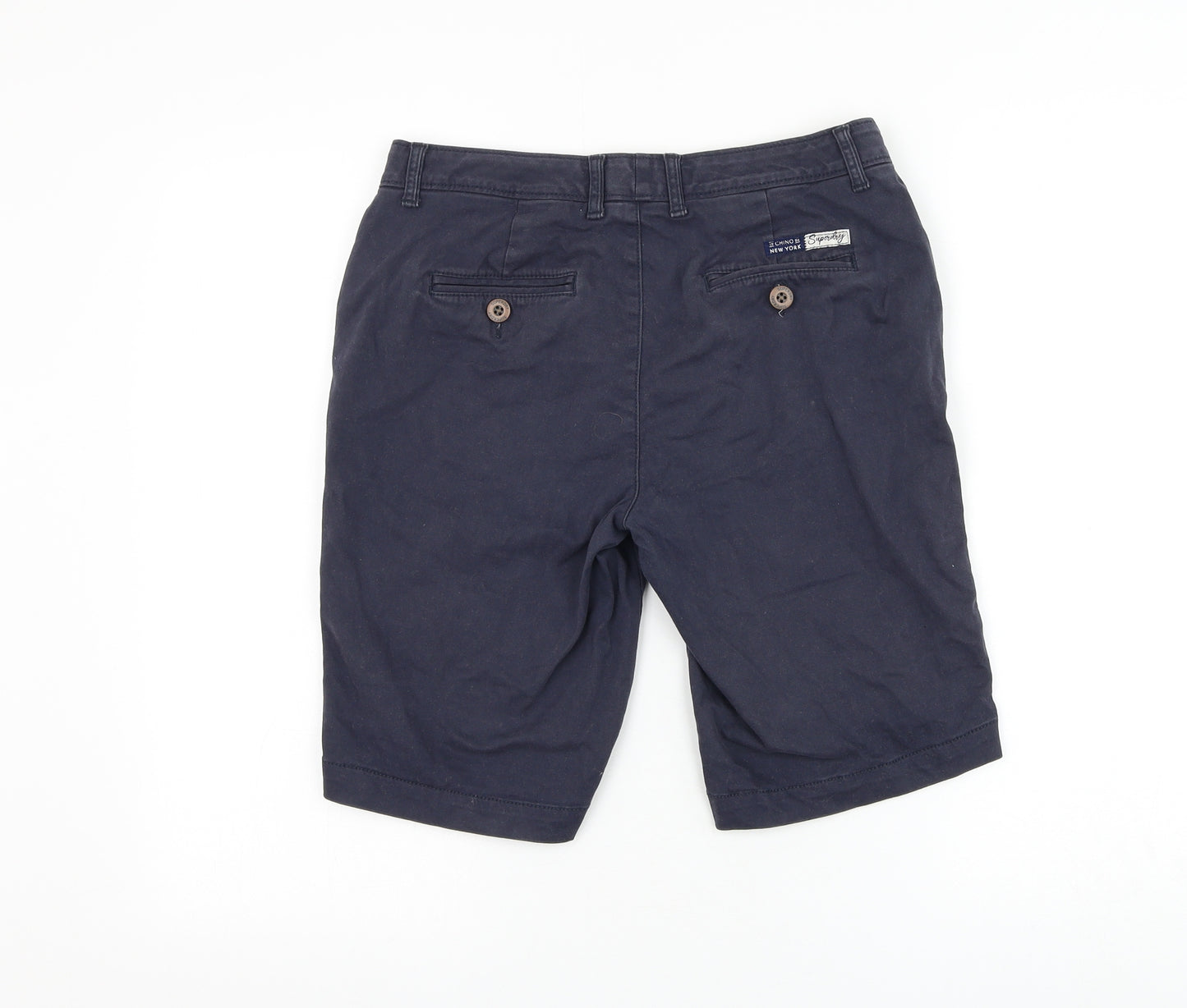 Superdry Womens Blue Cotton Chino Shorts Size 8 L10 in Regular Zip
