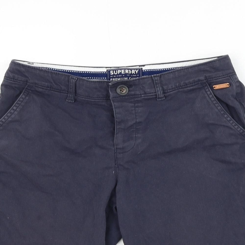 Superdry Womens Blue Cotton Chino Shorts Size 8 L10 in Regular Zip